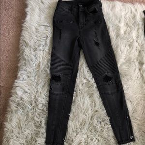 High waist MOTO black jeans
